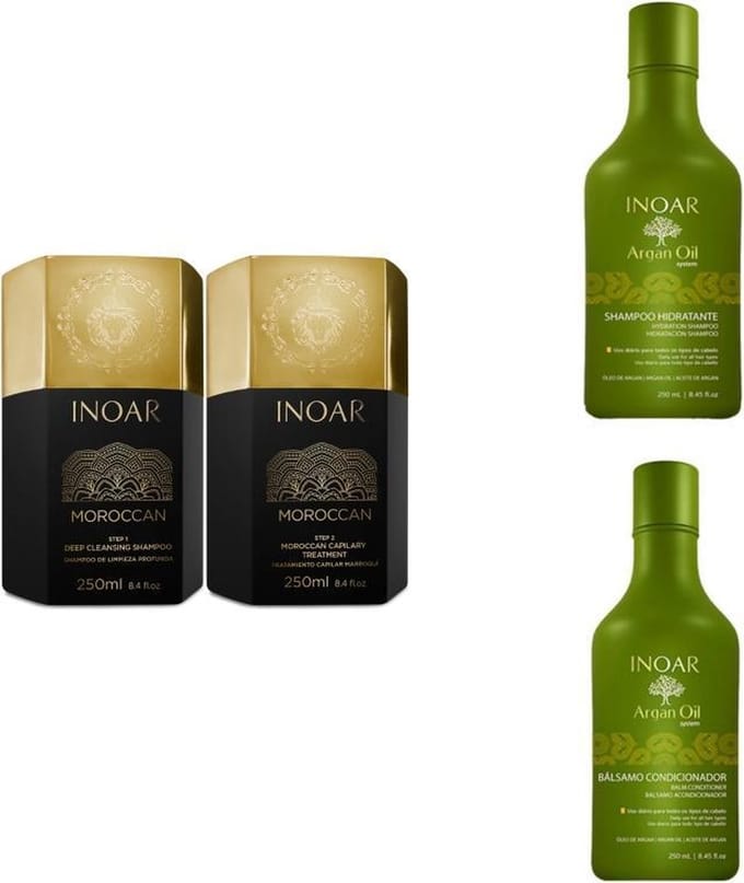 Inoar Moroccan keratine behandeling incl. verzorging ( Argan Oil shampoo en conditioner )