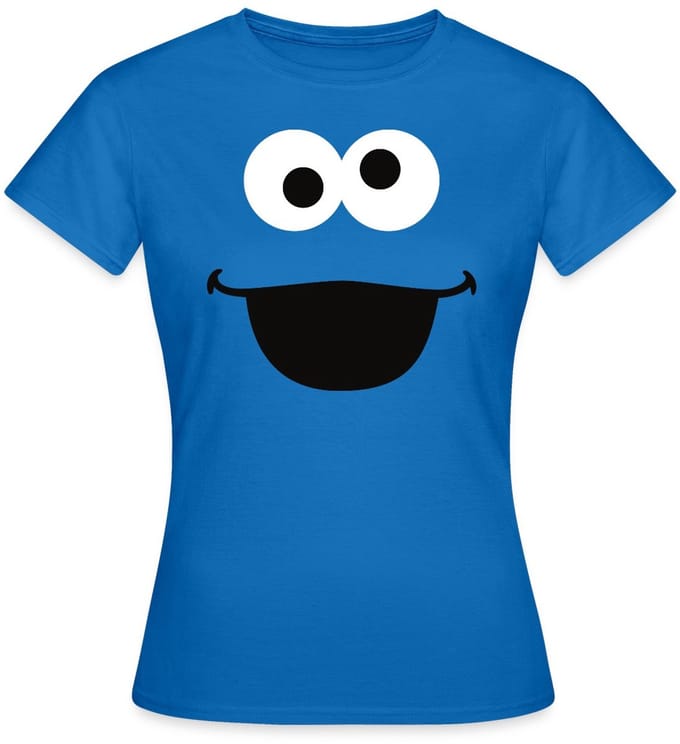 Sesamstraat Cookie Monster Gezicht Kostuum T-Shirt Dames