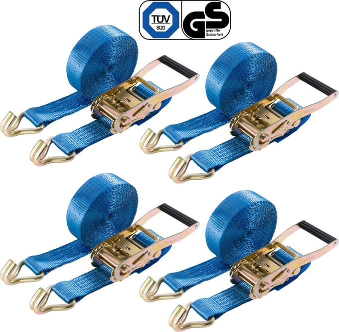 AREBOS 4 x Spanband - Spanbanden - Spanbanden met Ratel - 8 m x 50 mm