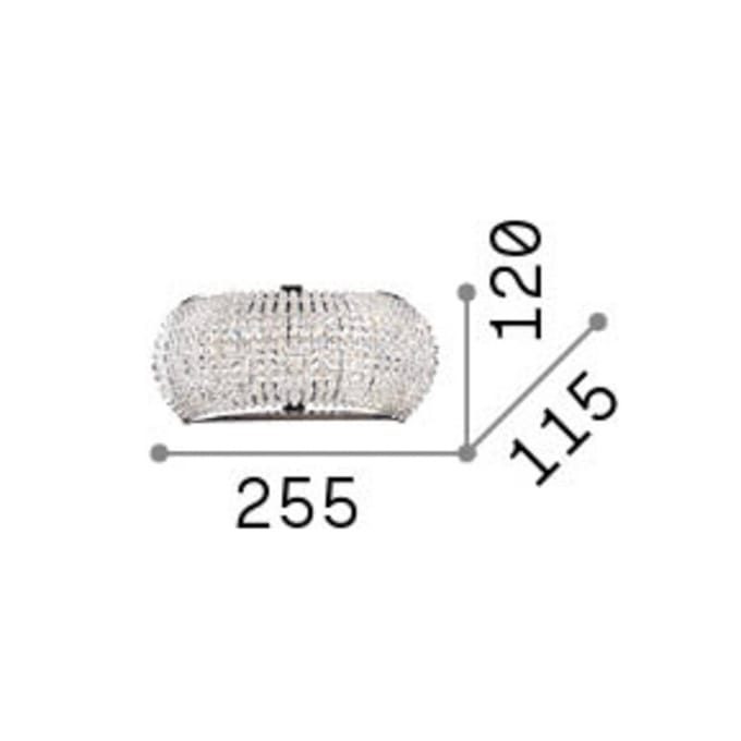 IDEAL LUX wandlamp Pasha, breedte 25 cm, chroomkleurig/transparant