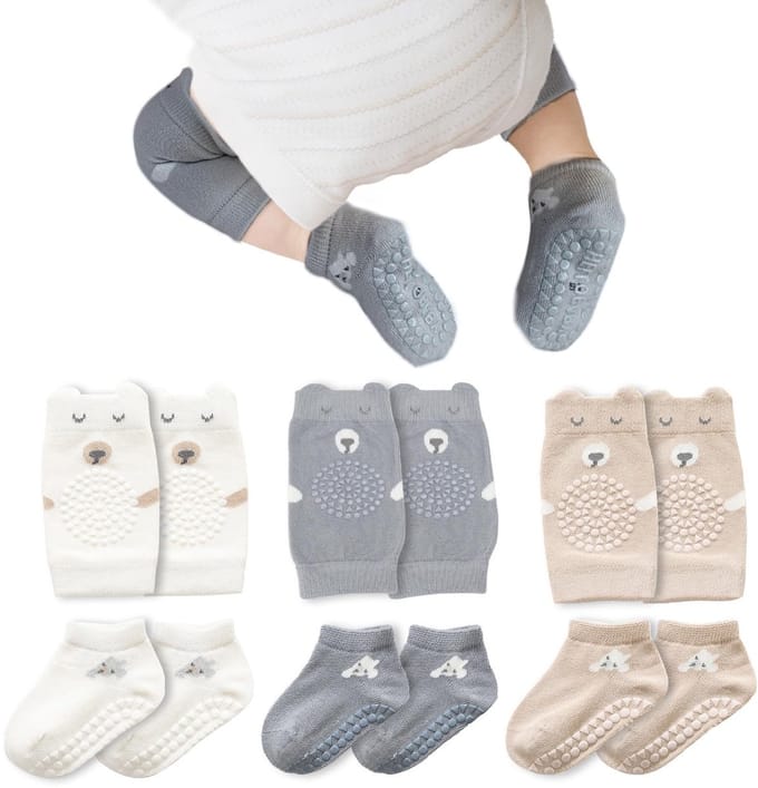 Dailygoods - Kniebeschermers Baby - Antislip Kruipsokken - 3 Paar