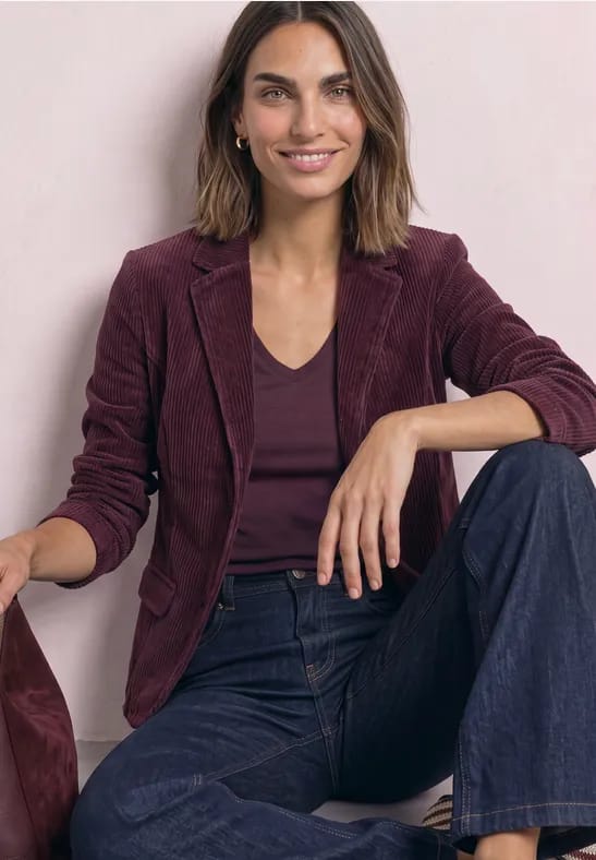 Corduroy blazer met reverskraag en knopen