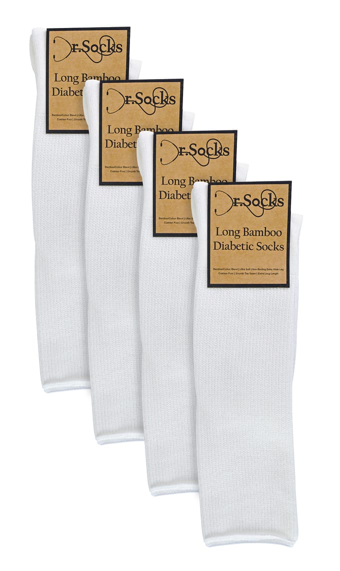 Dr.Socks - Kniehoge diabetessokken voor heren - Wit