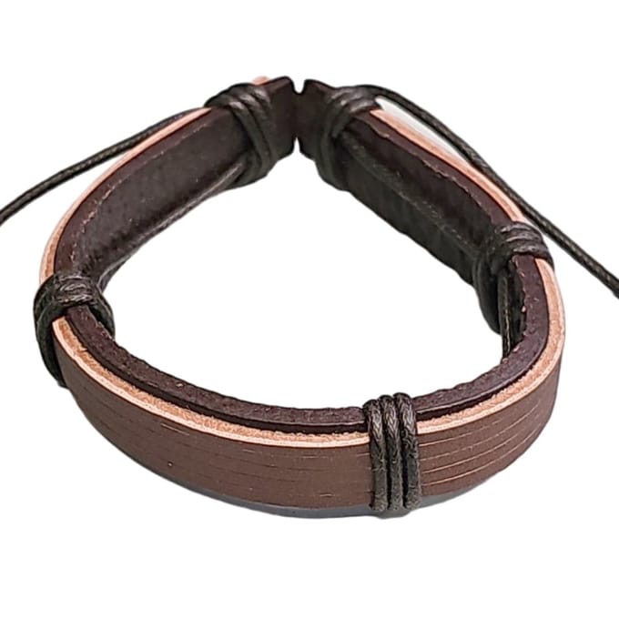 Fako Bijoux - Leren Armband - Leder - Cinqo - Bruin