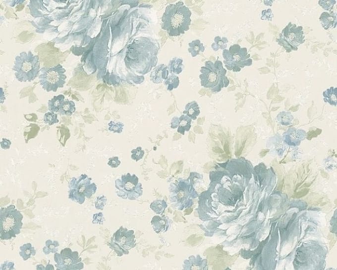 Behang Bloemen Wit Blauw – AS Romantica 30427-2 – Romantisch Bloemenbehang – Landelijk & Romantisch