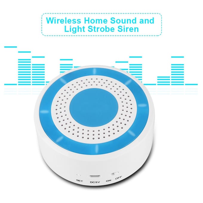 433mhz 100dB Draadloze Huis Geluid en Licht Stroboscoop Sirene voor WIFI GSM Alarmpaneelsysteem blue