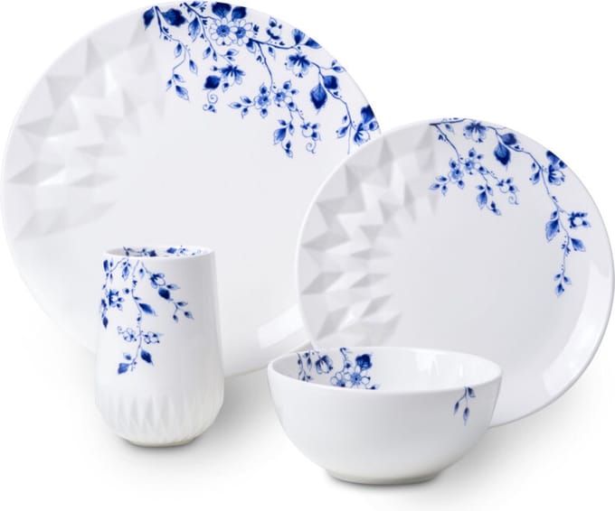 Heinen Delfts Blauw - Serviesset Blauw Vouw - Porselein - 4-delig