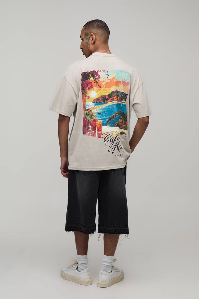 Oversized T-shirt Met Cafe Del Mar Licentieprint | Stone | Size Medium