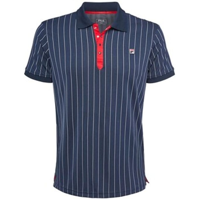 Fila Stripes Polo Heren-Donkerblauw,Rood