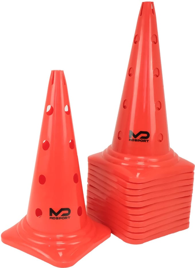 MDsport - Multifunctionele afbakenkegel rood - 50 cm - Set van 12 - Multifunctionele pion - Pion