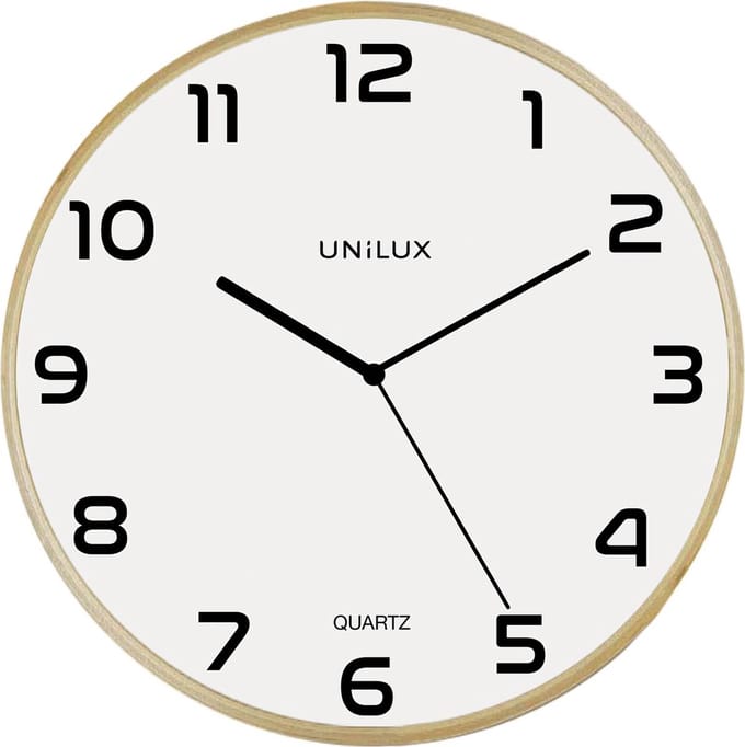 Wandklok unilux baltic hout wit | 5 stuks