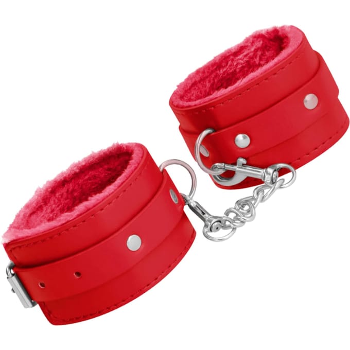 Ouch! Plush Fluweelzachte Kunstleren Handboeien - Rood