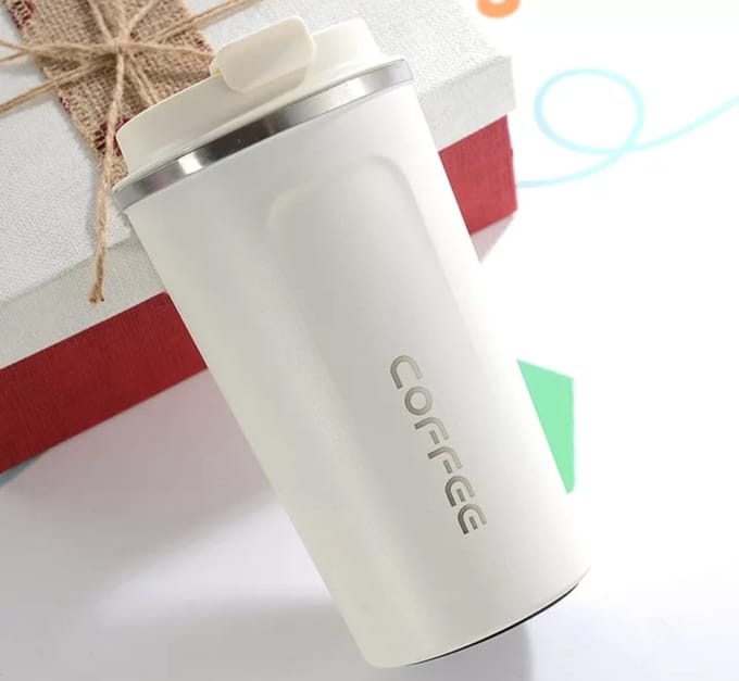 Koffiebeker To Go Thermosbeker - RVS - Reisbeker 510 ML - Wit