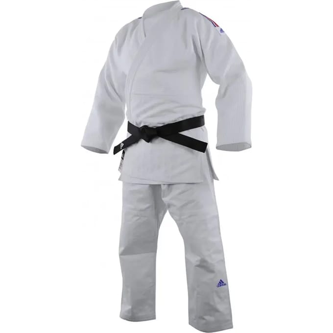 Judogi met blauw wit rode streep adidas Champion III