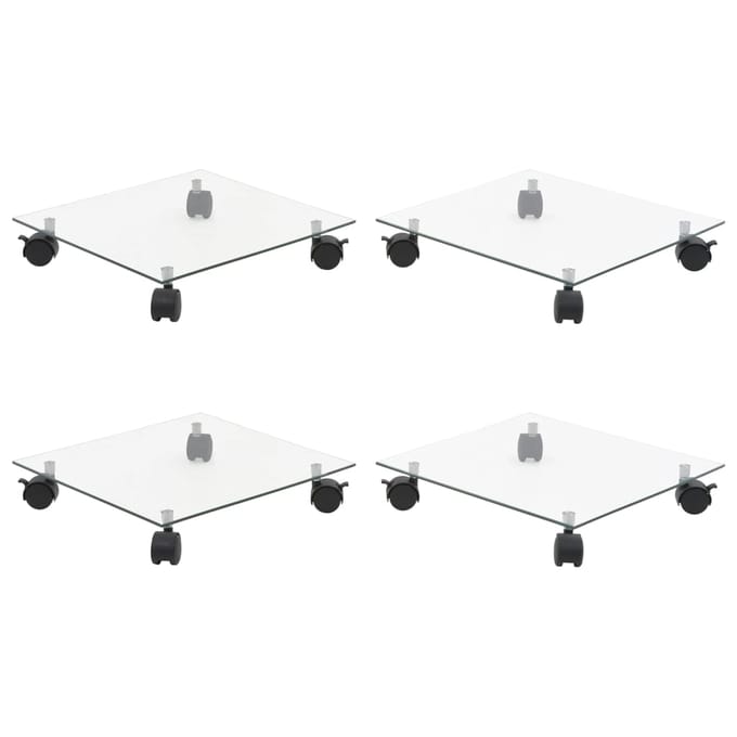 vidaXL - Plantenrollers - 4 - st - vierkant - 35x35 - cm - gehard - glas