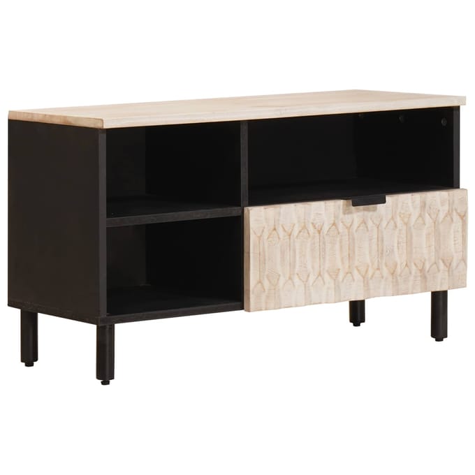 vidaXL - TV - Kast - Witte - Was - Afwerking - 80 - x - 33 - x - 46 - cm - Massief - Mango - Hout