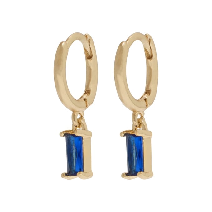 Essenza Blue Stone Charm Earrings Gold