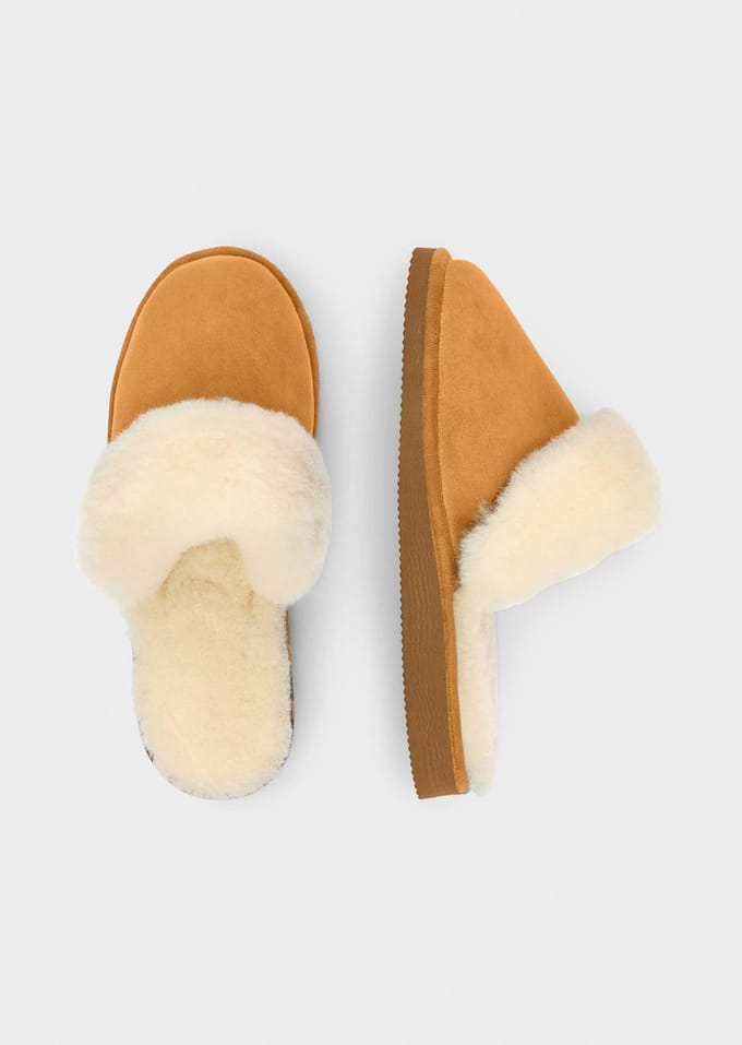 Pantoffels van lamsvacht - cognac - Gr. 38 van Goldner Fashion