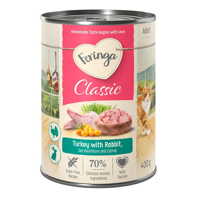 6x400g Konijn/Kalkoen Classic Meat Menu Feringa Kattenvoer