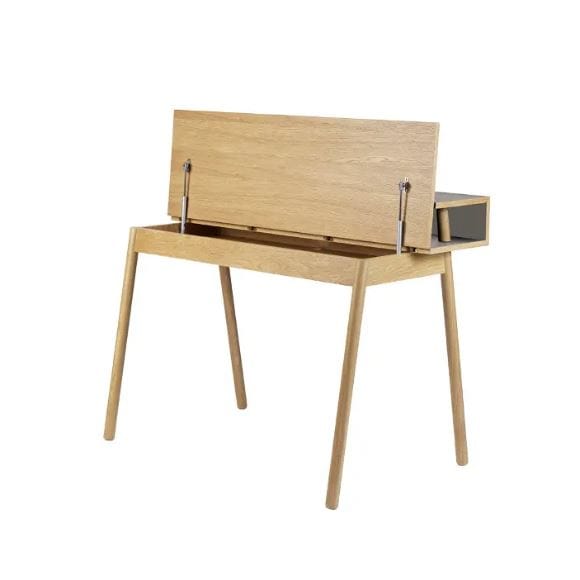FDB Møbler - C68 Nørrebro bureau - 118 cm - gelakt eiken / linoleum champignon - bruin