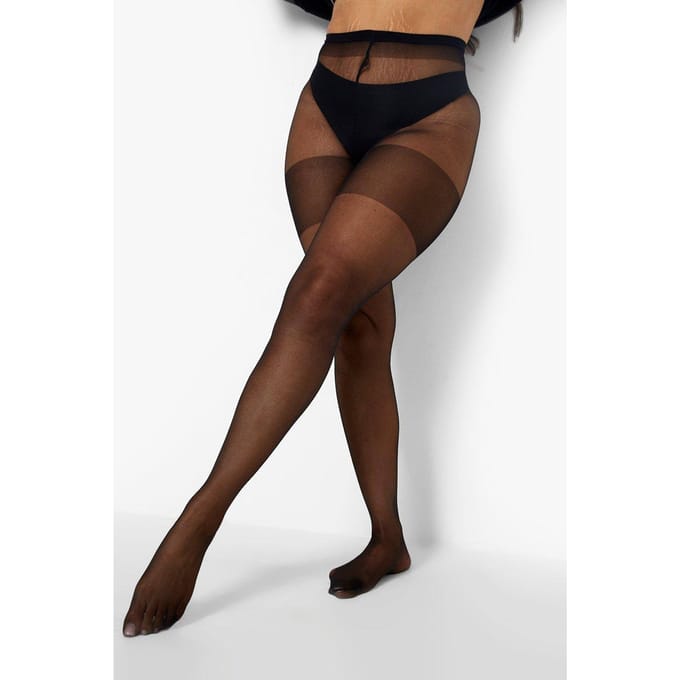 boohoo Dames Plus 15 Denier Shaper Panty's | Zwart