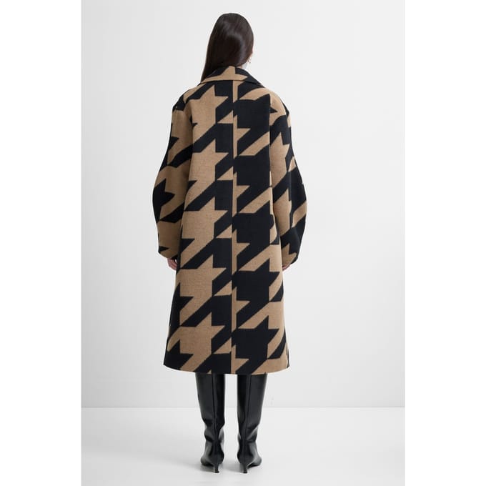 French Connection Lucilla Houndstooth Coat Black/camel Taglia: S | Cappotti doppiopetto Outlet | Donna | Nero