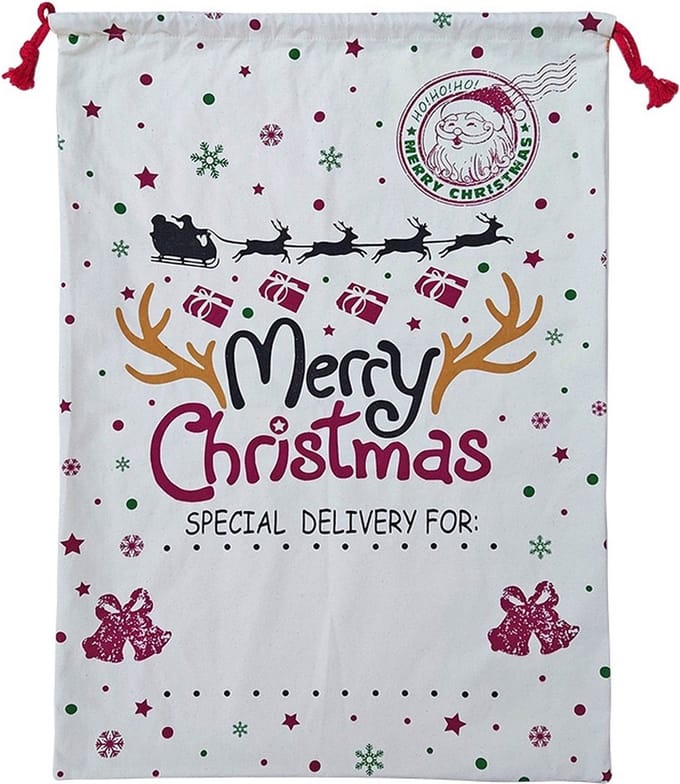 Kerst - Canvas cadeauzakje - Cadeau tasje