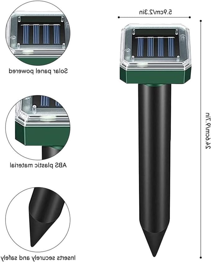 Ultrasone Solar Mollenafschrikker Set van 4 - Waterdichte Mollenbestrijding en Gopher Hoses