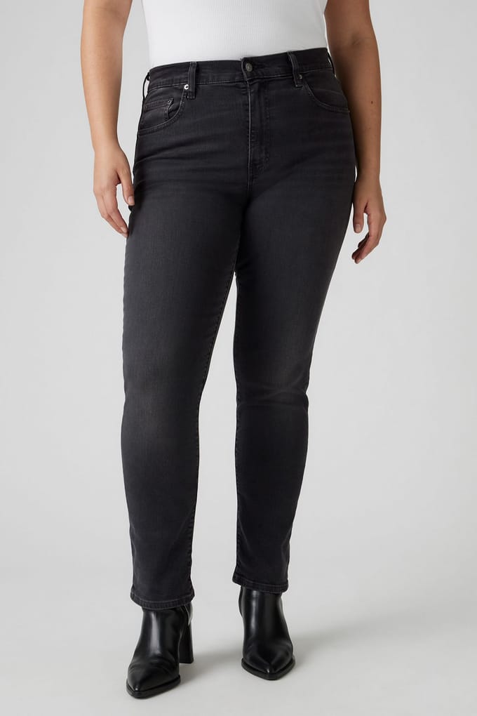 Levi's 724 High Rise Straight Black Worn In Maat: W31L32 | Slim Jeans Outlet | Dames | Zwart