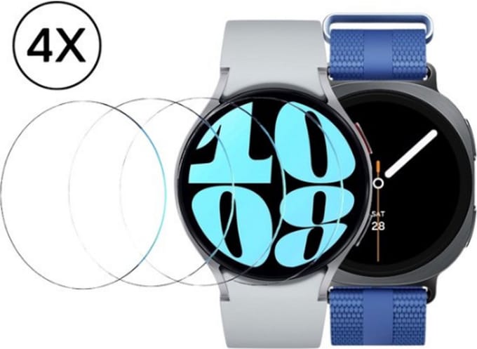 Screenprotector geschikt voor Samsung Galaxy Watch 4 / 5 / 6 / 7 / 8 / 9 44mm - Screen Protector - 4 Stuks - Podec