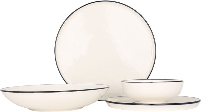 Bonna Serviesset - Linea Black - 24 delig - 6 persoons - Porselein
