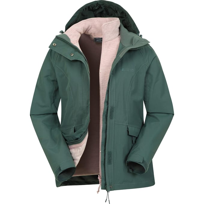 Mountain Warehouse Dames/Dames Thunderstorm II 3 in 1 Waterdichte Jas (Groen)