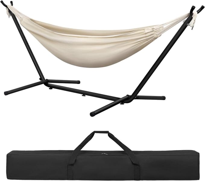 Hangmat met frame - Dubbele hangmat relaxen - Buiten ontspannen - 250 kg belastbaar