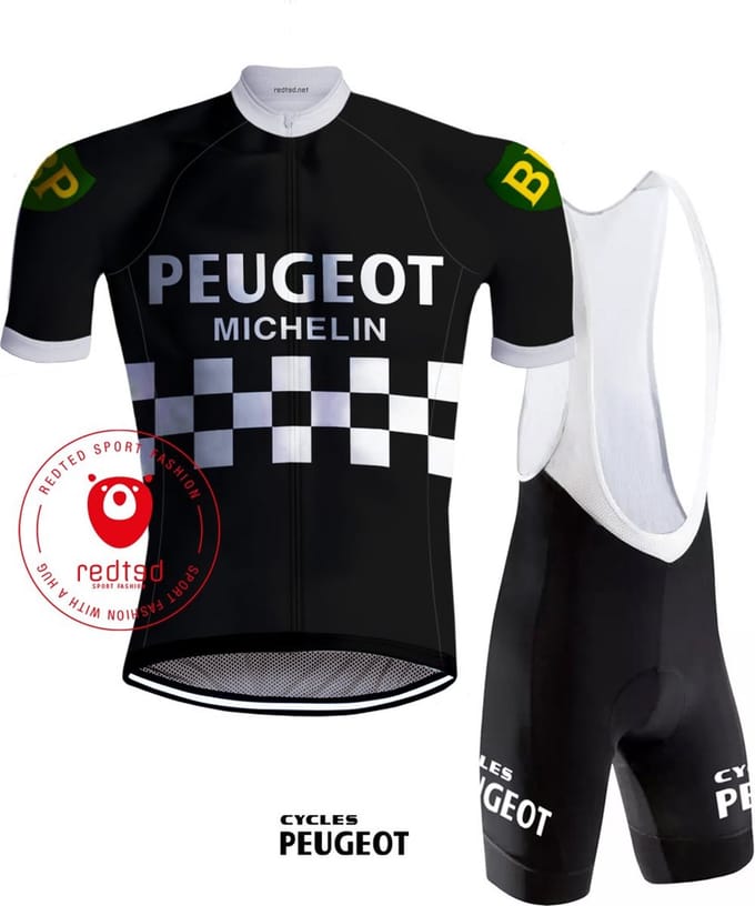 Retro Wielertenue Peugeot Zwart/Wit - REDTED - 4XL