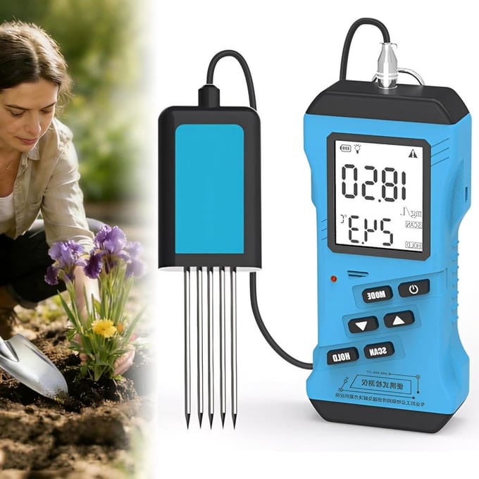 Bodemtester 7-in-1 - Bodem Analyse - Planten Verzorgen - Multifunctionele Metingen - 30 x 30 x 30 cm - Grijs