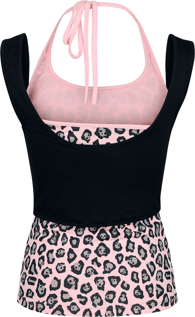 Rock Rebel by EMP Zwarte haltertop met doodshoofdpatroon - Dames - M