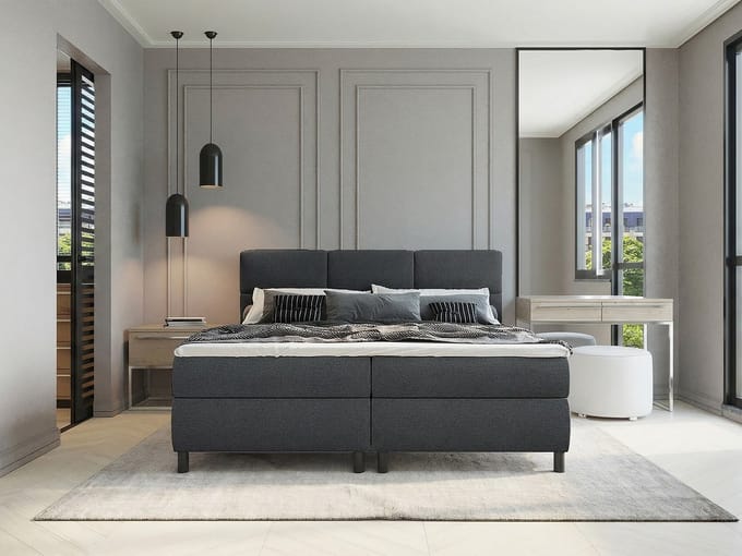 Vente-unique Boxspringbed stof antracietgrijs 2 x 90 x 200 cm