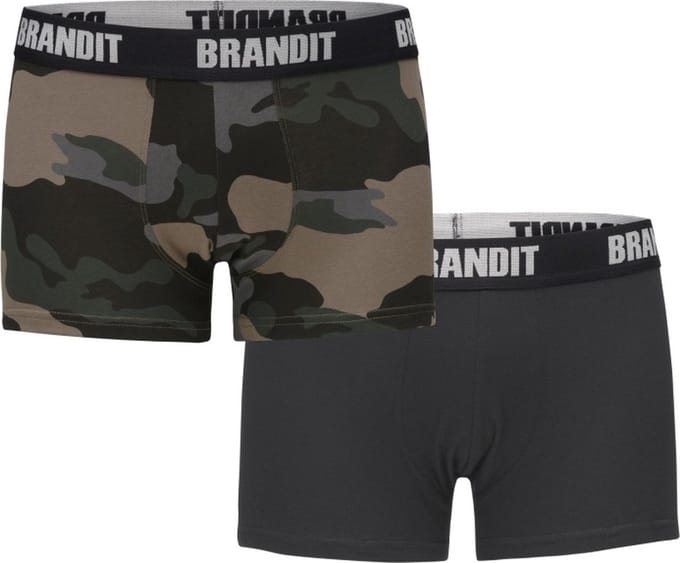 Brandit - Logo 2Pack Boxershorts set - S - Zwart/Bruin