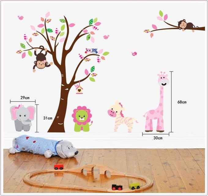 Pinehouse XXL muursticker vrolijke dieren 1