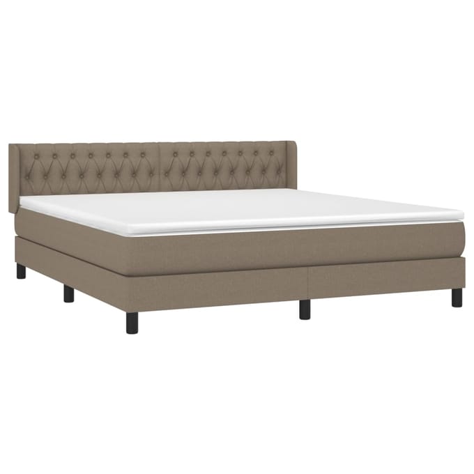 vidaXL - Boxspring - met - matras - stof - taupe - 180x200 - cm