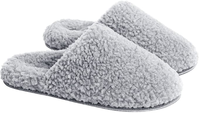ATTREZZO® Pantoffels Dames - Sloffen - Maat 36/37 - Grijs - Fluffy