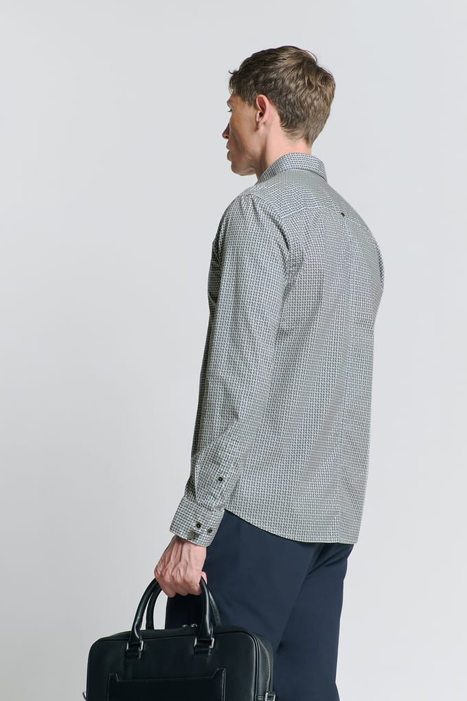 No Excess Shirt Stretch Allover Printed Cloud Größe: M | Business hemden Outlet | Herren