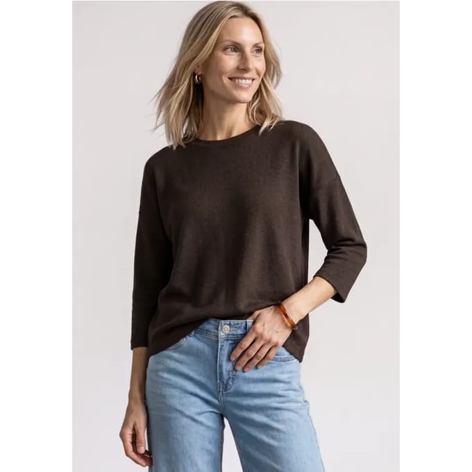 Shirt met 3/4-mouwen in gebreide look