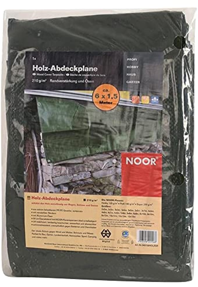 Houten afdekzeil 1,5 x 6 m - waterdicht en sterk PE-weefsel