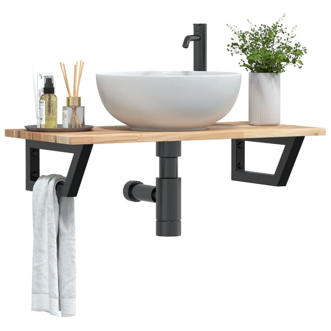 vidaXL - Badkamer - wandschap - staal - en - massief - acaciahout