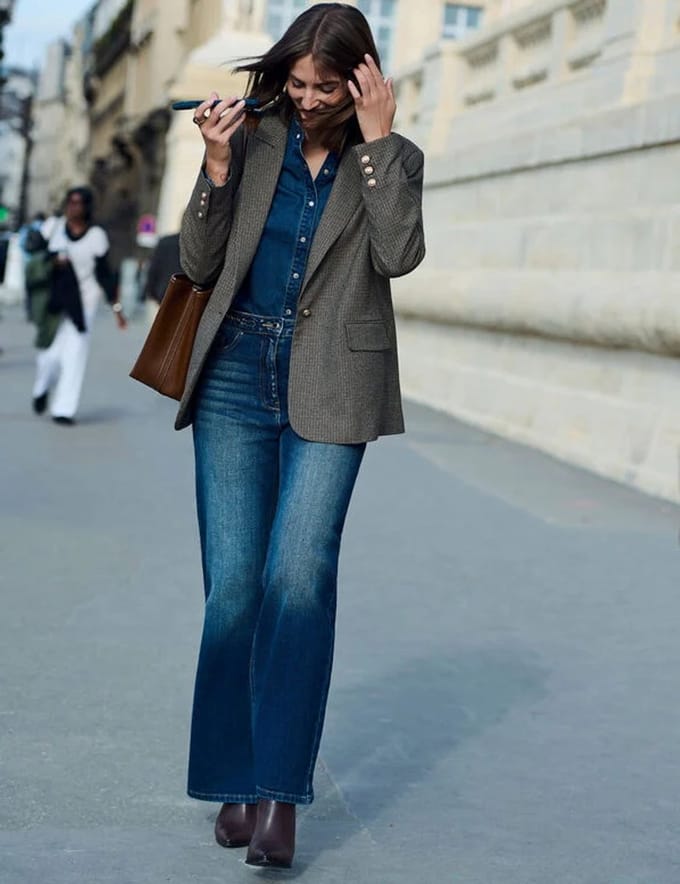 Morgan - High-waisted wide-leg jeans 261-Pizet Denim Stone - Maat : 42