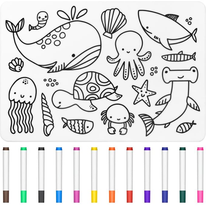 Gepersonaliseerde DIY Kleur Silicone Baby Placemats Cartoon Patroon Tafel Placemats Herbruikbare Doodle Tekenmat Babyspullen gray