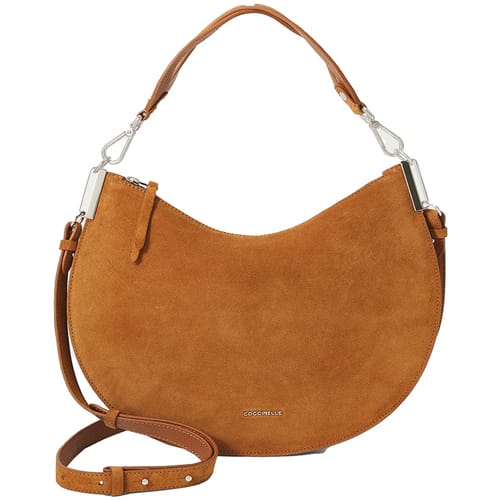 COCCINELLE Leren schoudertas Sunup Handbag Suede Leather Cognac Lichtbruin