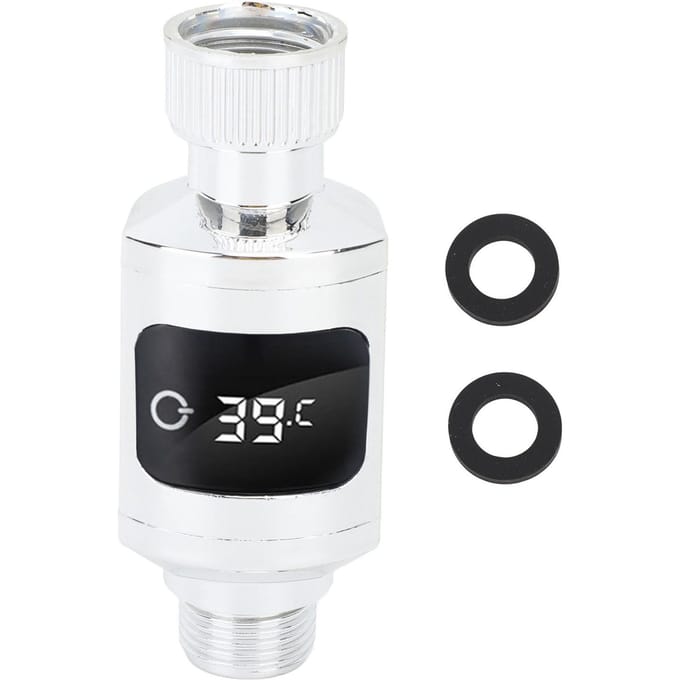 Douchethermometer Roestvrij staal Waterdicht LED Digitaal display Kraanwatertemperatuurmeter black