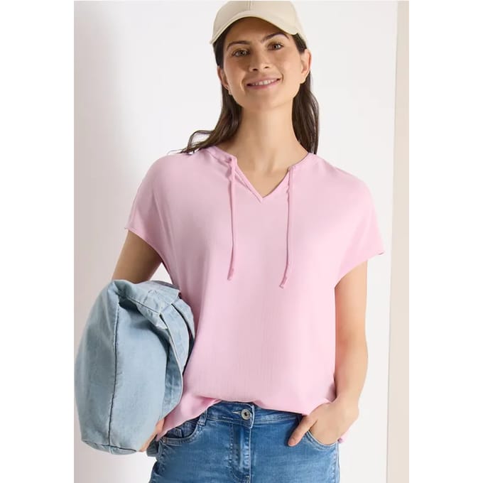 Blouse met korte mouwen en structuurmix